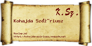 Kohajda Szíriusz névjegykártya